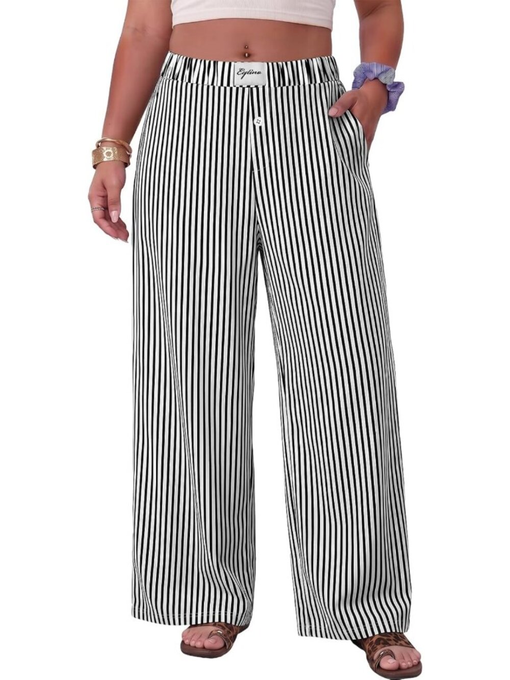 Plus Size Striped Trousers for Women | Stylish & Comfortable Pants